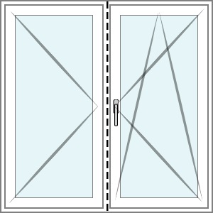 (Okno PVC) 2-skrzydł. ze słupkiem ruchomym prawe