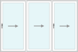 (Drzwi FST PVC) 3-skrzydłowe (3x składane)