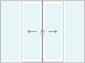 (Drzwi SLIDE DRE/ALU) 4-skrzydłowe (fix/bierne/czynne/fix)