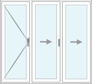(Drzwi FST ALU) 3-skrzydłowe (otwierane/2x składane)