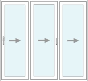 (Drzwi FST ALU) 3-skrzydłowe (3x składane)
